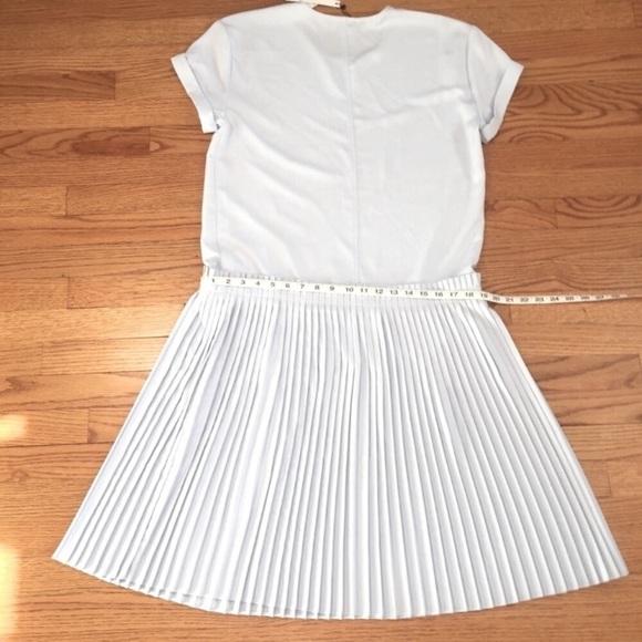 Nordstrom CAARA Short Sleeve Baby Blue Pleated Dropped Waist Relaxed Midi Dress - Picture 8 of 15